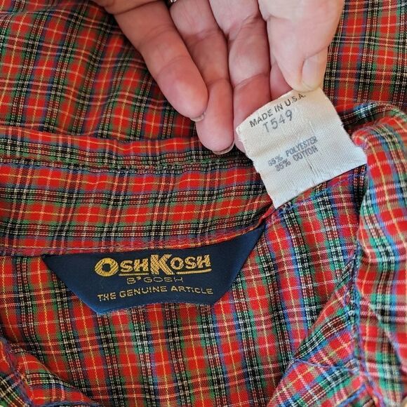 Vintage OshKosh B'Gosh Long Sleeve Snap Button Shirt, Men's Size Small - Picture 6 of 6